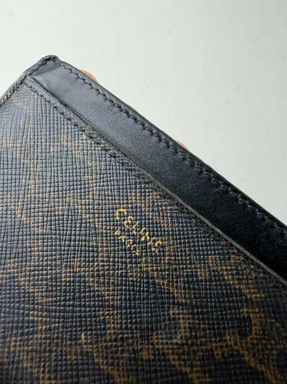 Vintage Celine Monogram Canvas Leather Card Holder Black Brown