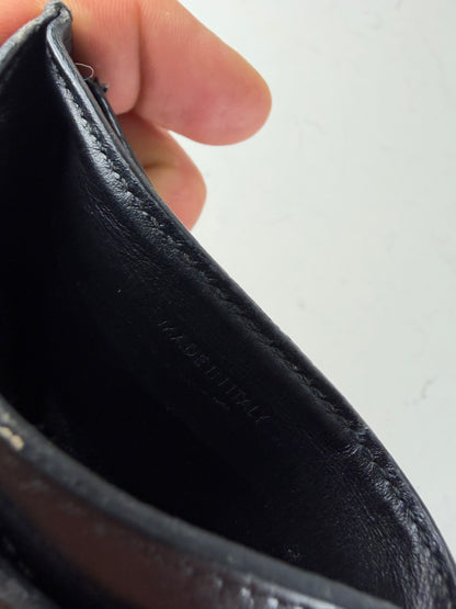 Vintage Celine Monogram Canvas Leather Card Holder Black Brown