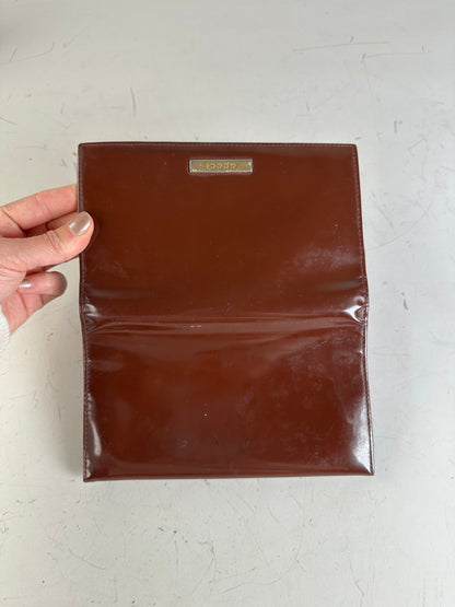 Vintage Gucci Leather Wallet Burgundy Gold Clasp