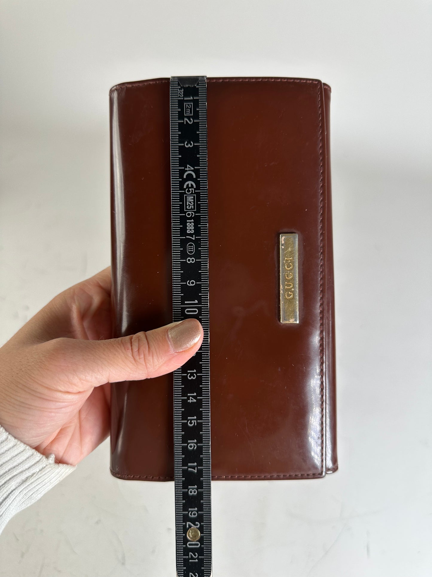Vintage Gucci Leather Wallet Burgundy Gold Clasp