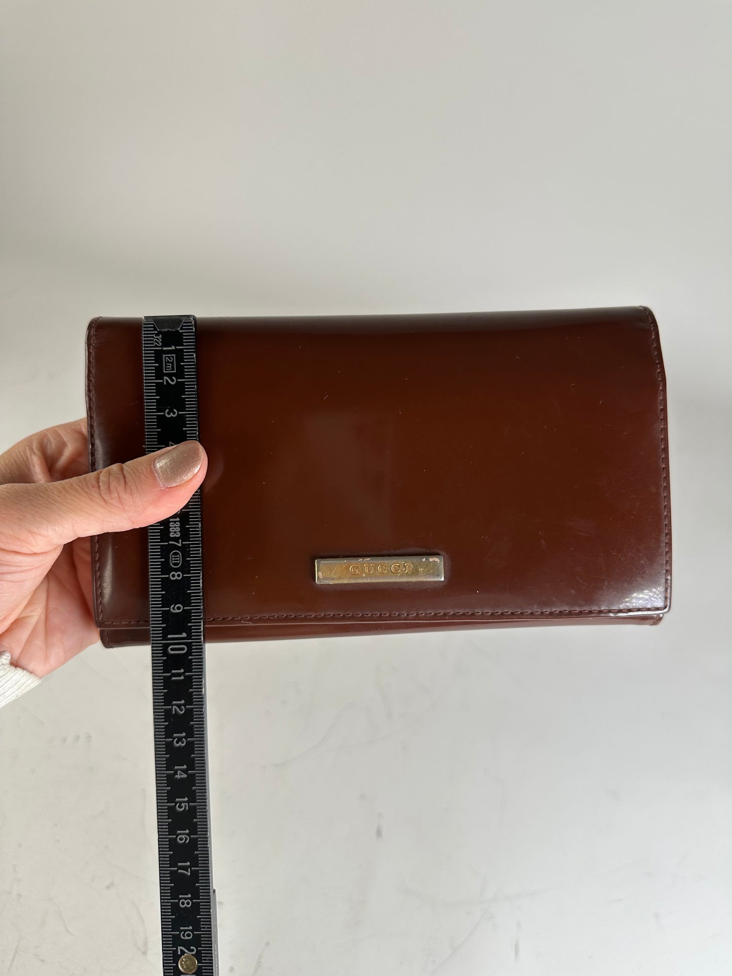 Vintage Gucci Leather Wallet Burgundy Gold Clasp
