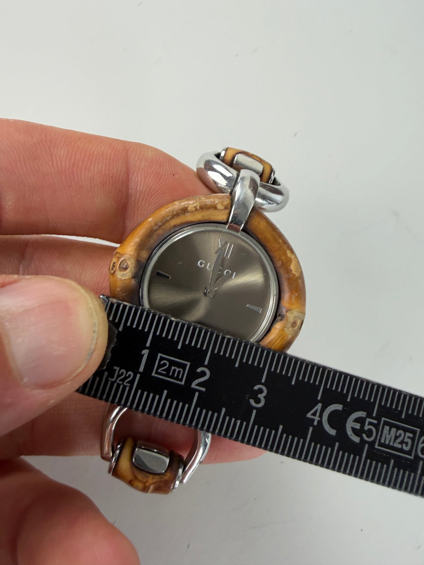 Vintage Gucci GG Logo Stainless Steel Bracelet Watch Brown Silver
