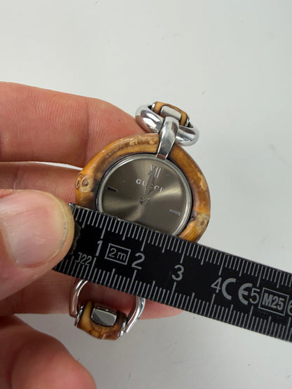 Vintage Gucci GG Logo Stainless Steel Bracelet Watch Brown Silver
