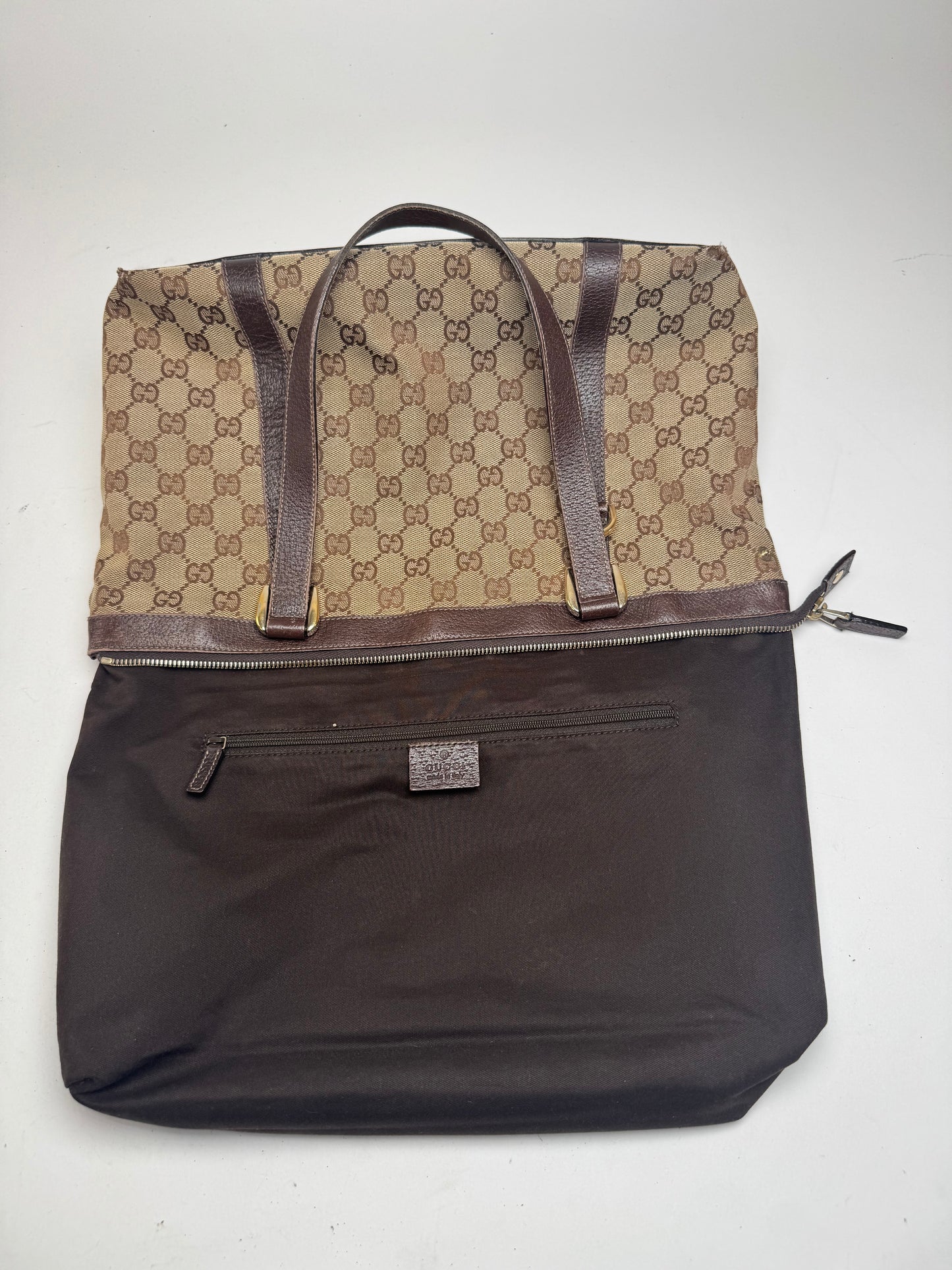 Vintage Gucci Monogram Handbag Beige Brown