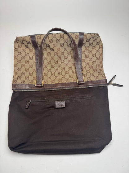 Vintage Gucci Monogram Handbag Beige Brown