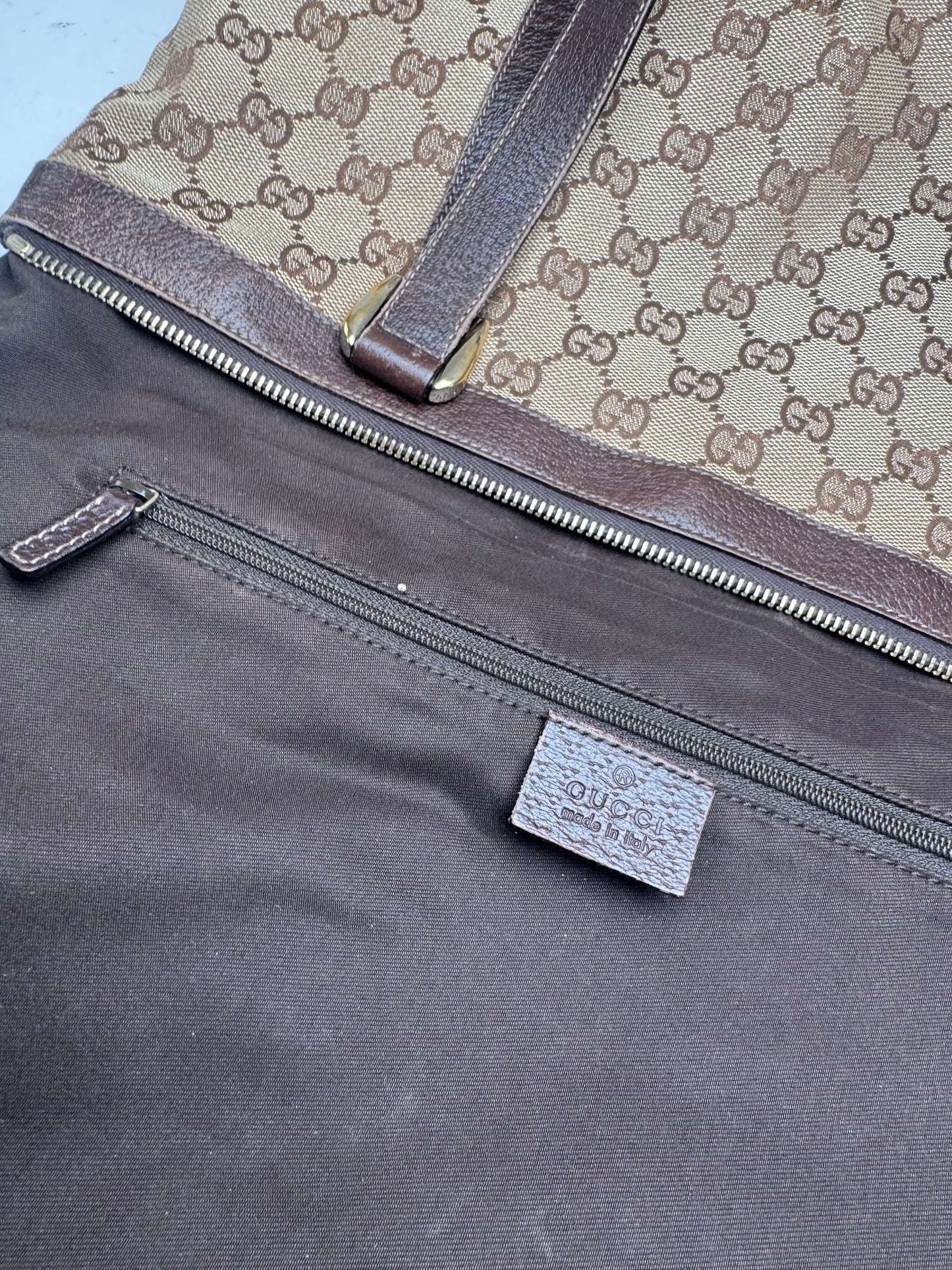 Vintage Gucci Monogram Handbag Beige Brown