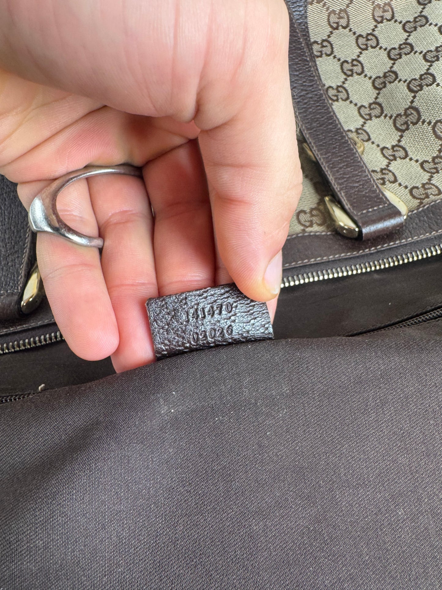 Vintage Gucci Monogram Handbag Beige Brown