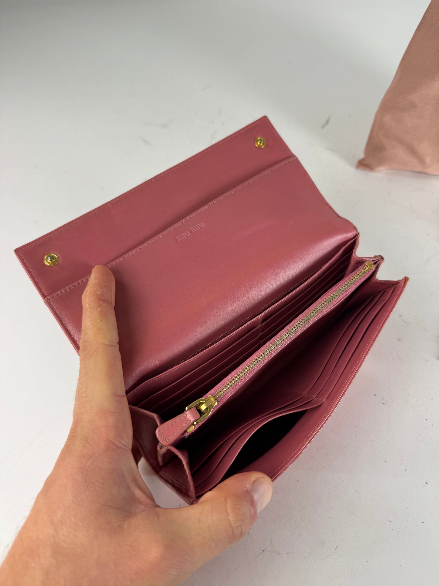 Vintage Miu Miu Crocodile Emblossed Patent Leather wallet Pink