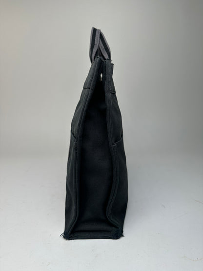 Vintage Hermes Canvas Tote Bag Black Grey