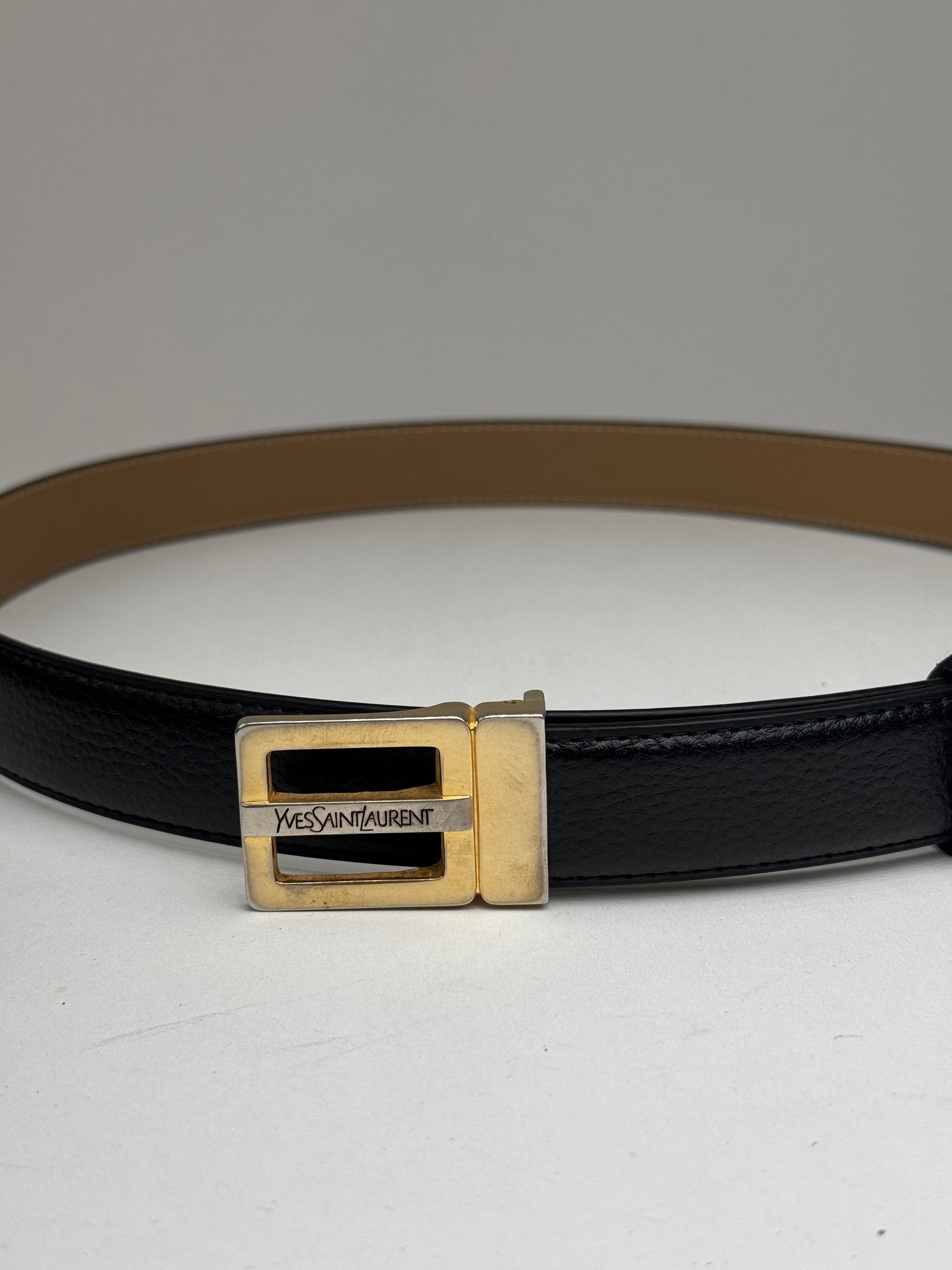 Vintage Yves Saint Laurent Leather Belt black