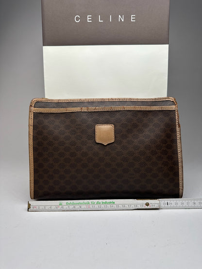 Vintage Celine Paris Monogram Leather clutch brown