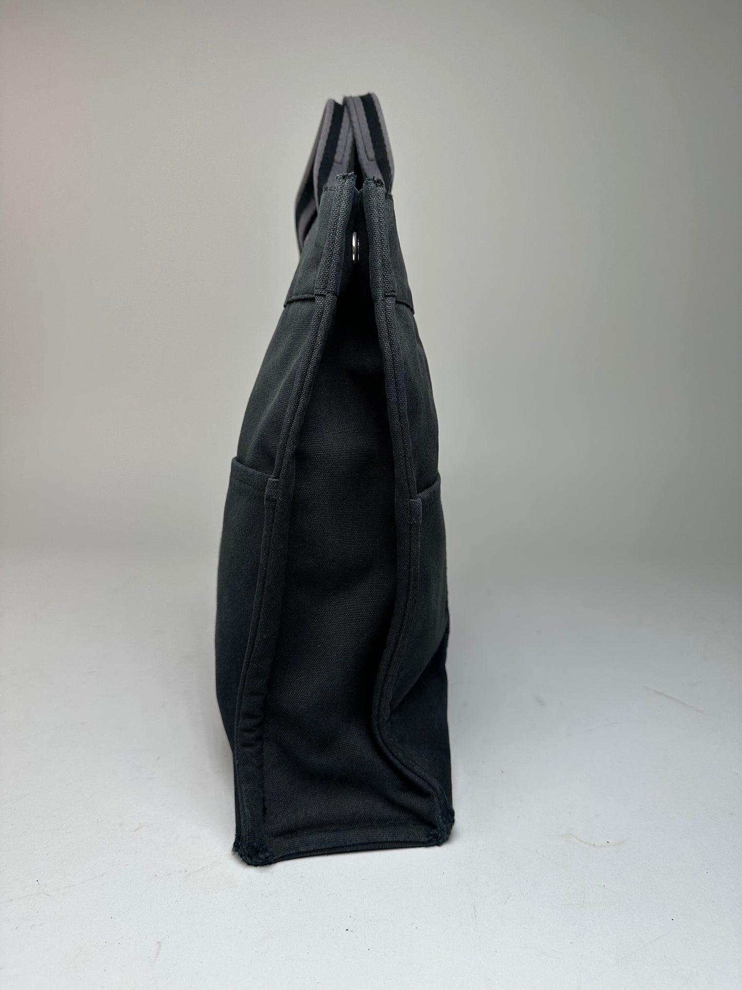 Vintage Hermes Canvas Tote Bag Black Grey