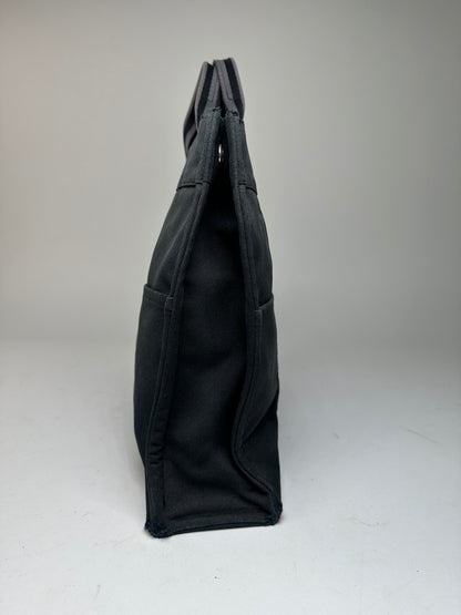 Vintage Hermes Canvas Tote Bag Black Grey