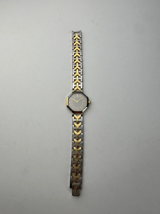 Vintage Yves Saint Laurent Y-Link Watch Two-Tone Silver Gold