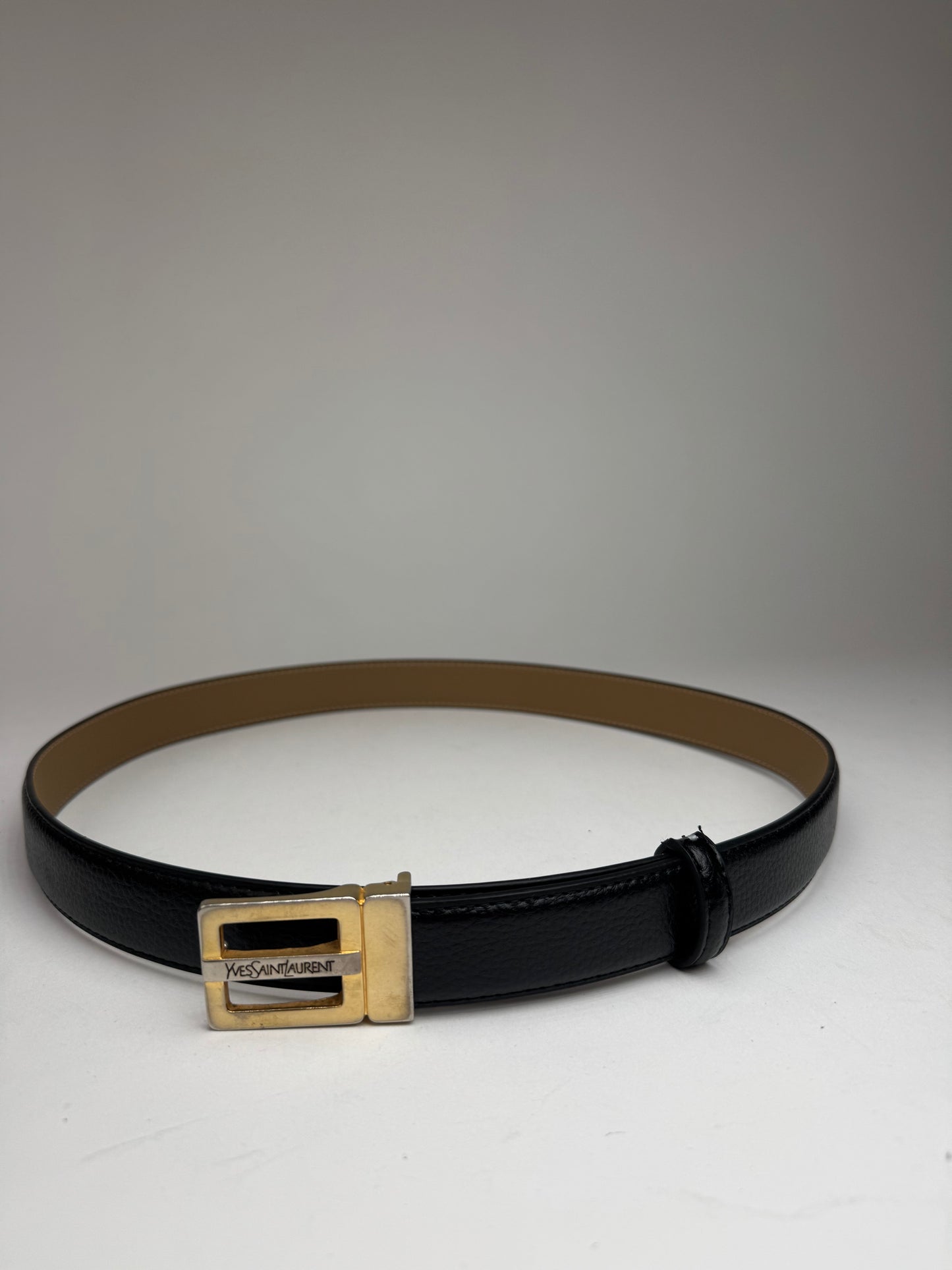 Vintage Yves Saint Laurent Leather Belt black