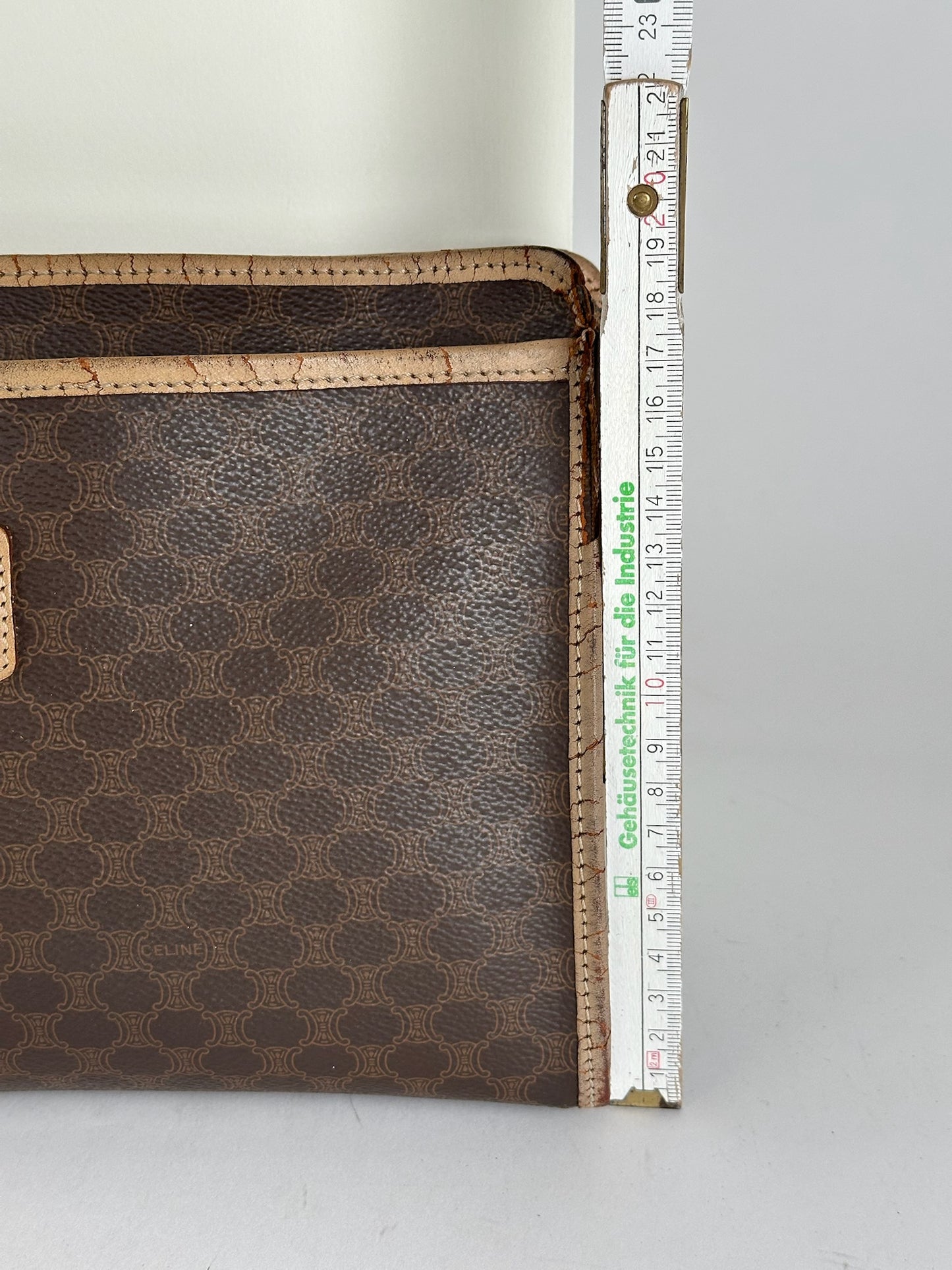 Vintage Celine Paris Monogram Leather clutch brown