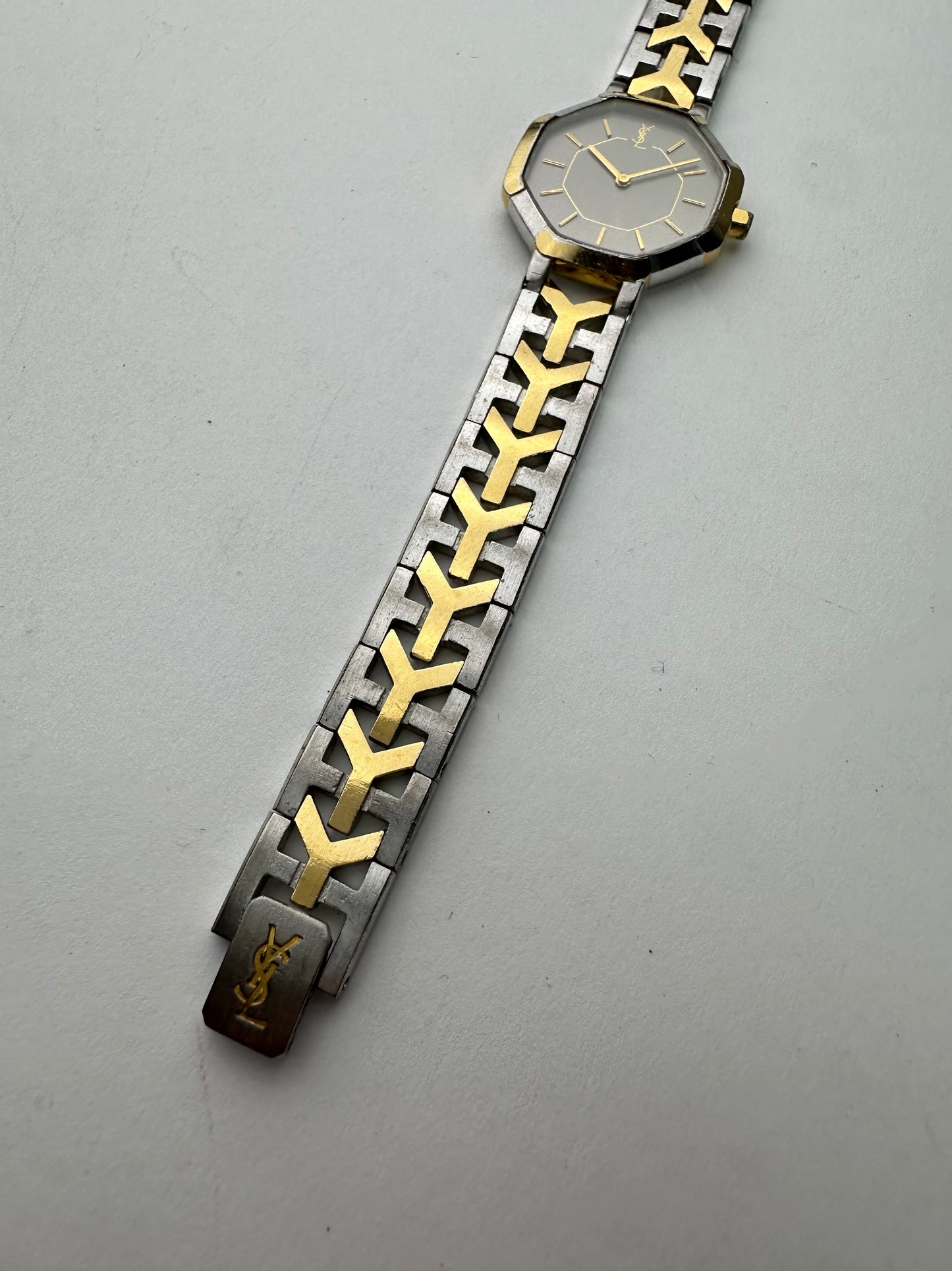 Vintage Yves Saint Laurent Y-Link Watch Two-Tone Silver Gold