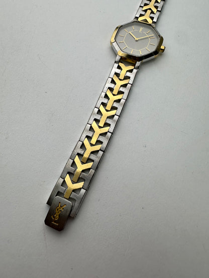 Vintage Yves Saint Laurent Y-Link Watch Two-Tone Silver Gold