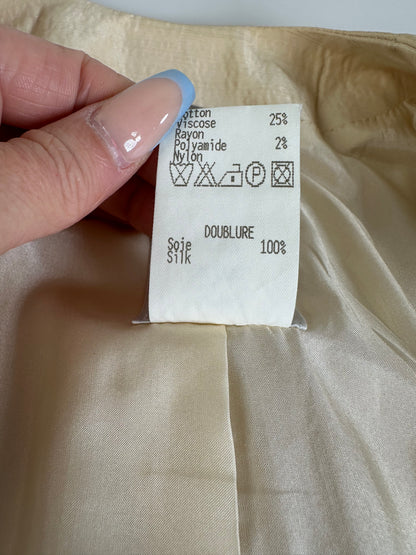 Vintage Celine Satin Silk Coat Cream Silver Chain Detail M