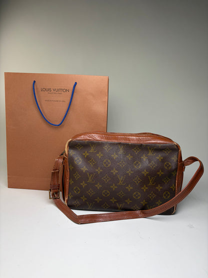 Vintage Louis Vuitton Monogram Canvas Crossbody Bag Brown Gold