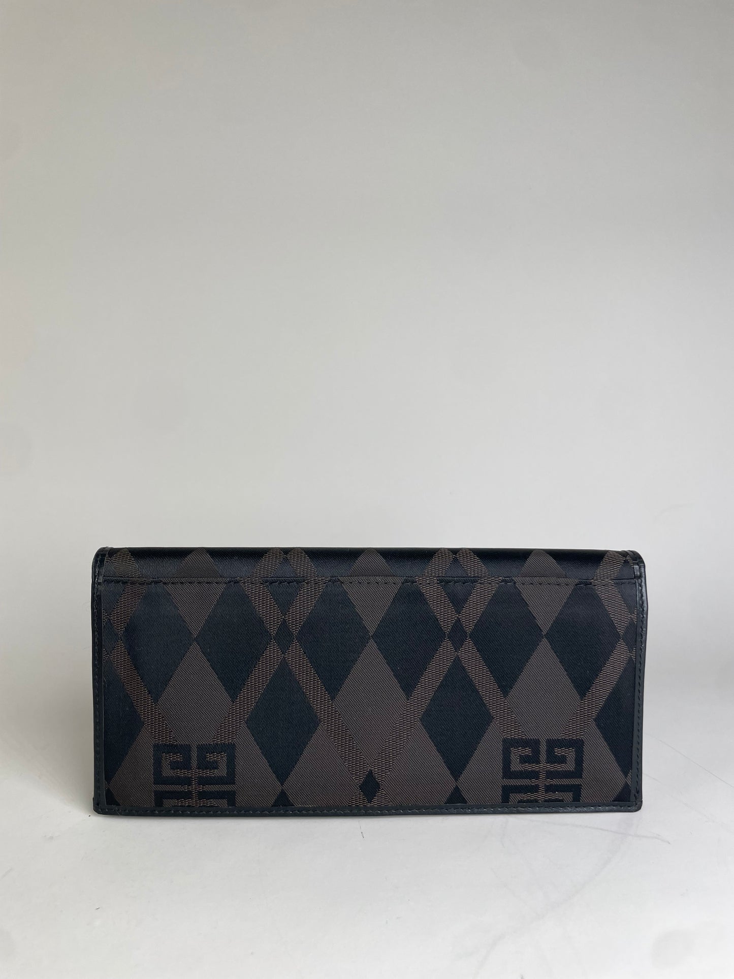Vintage Givenchy Geometric Logo Canvas Wallet Black Brown