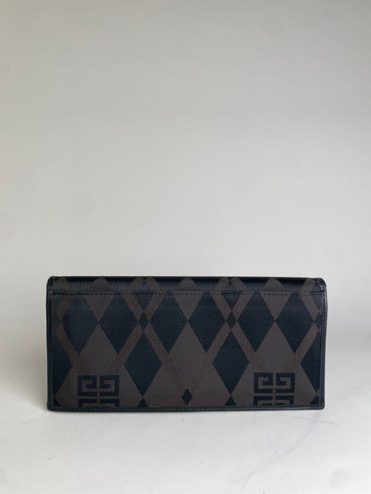 Vintage Givenchy Geometric Logo Canvas Wallet Black Brown