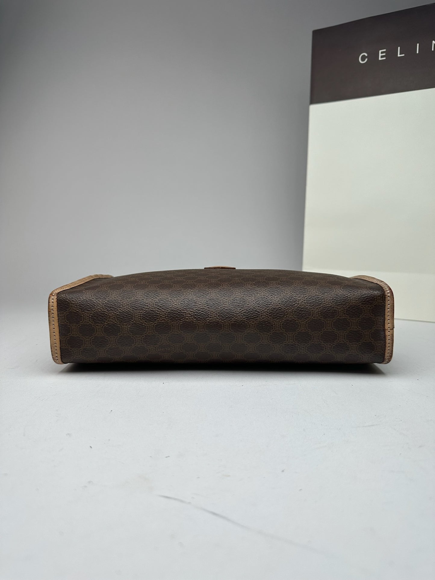 Vintage Celine Paris Monogram Leather clutch brown