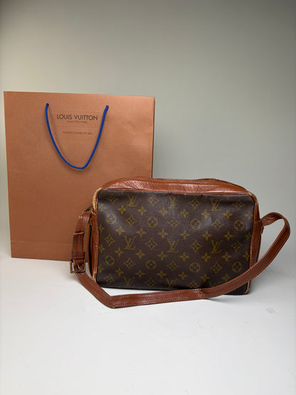 Vintage Louis Vuitton Monogram Canvas Crossbody Bag Brown Gold