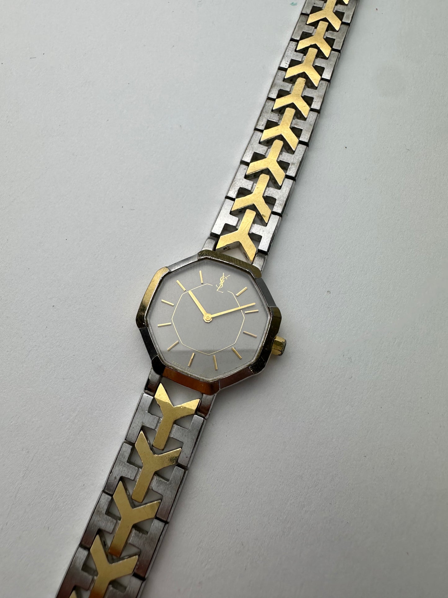Vintage Yves Saint Laurent Y-Link Watch Two-Tone Silver Gold