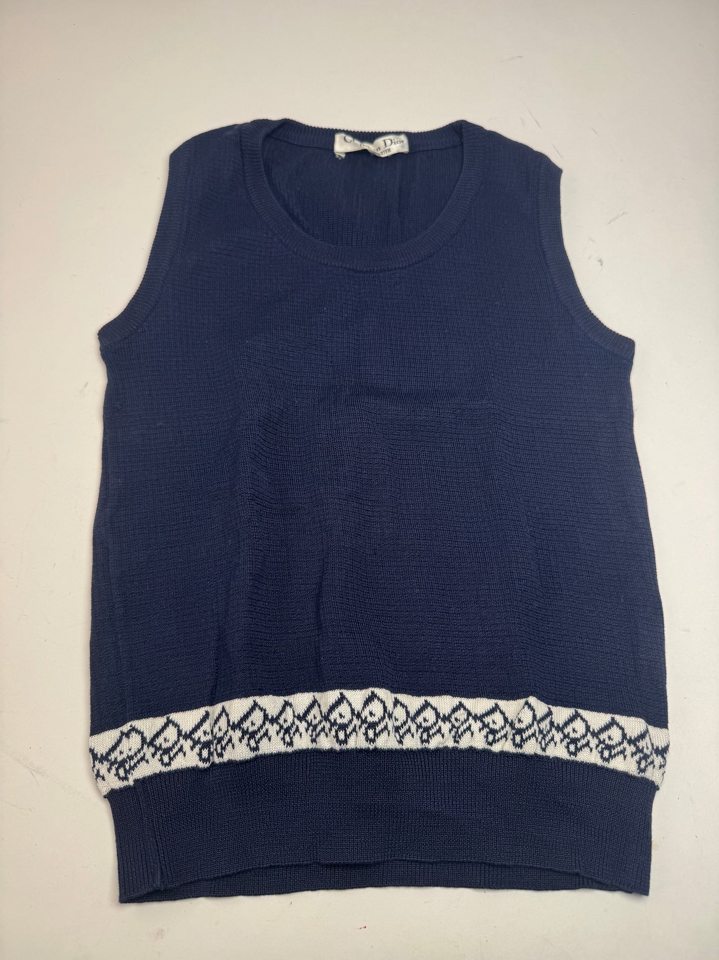Vintage Dior Oblique Monogram Navy Vest / Top M