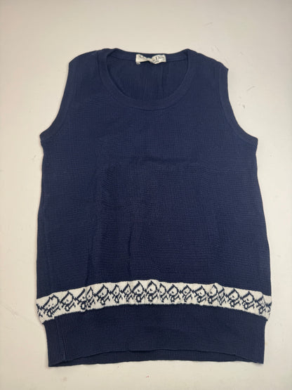 Vintage Dior Oblique Monogram Navy Vest / Top M