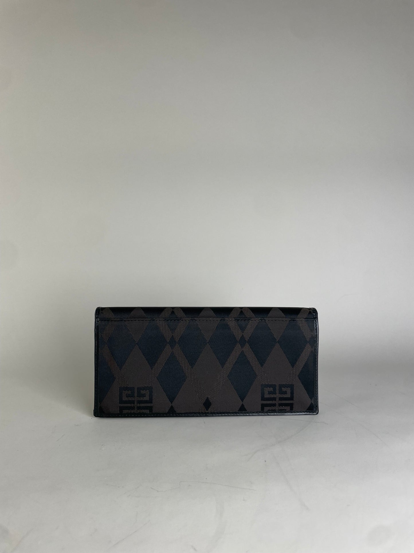 Vintage Givenchy Geometric Logo Canvas Wallet Black Brown