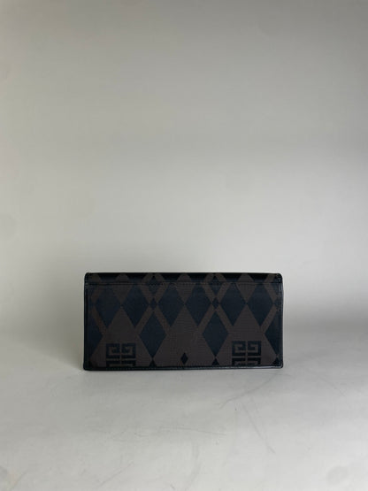 Vintage Givenchy Geometric Logo Canvas Wallet Black Brown