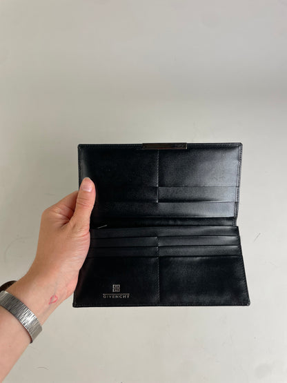 Vintage Givenchy Geometric Logo Canvas Wallet Black Brown