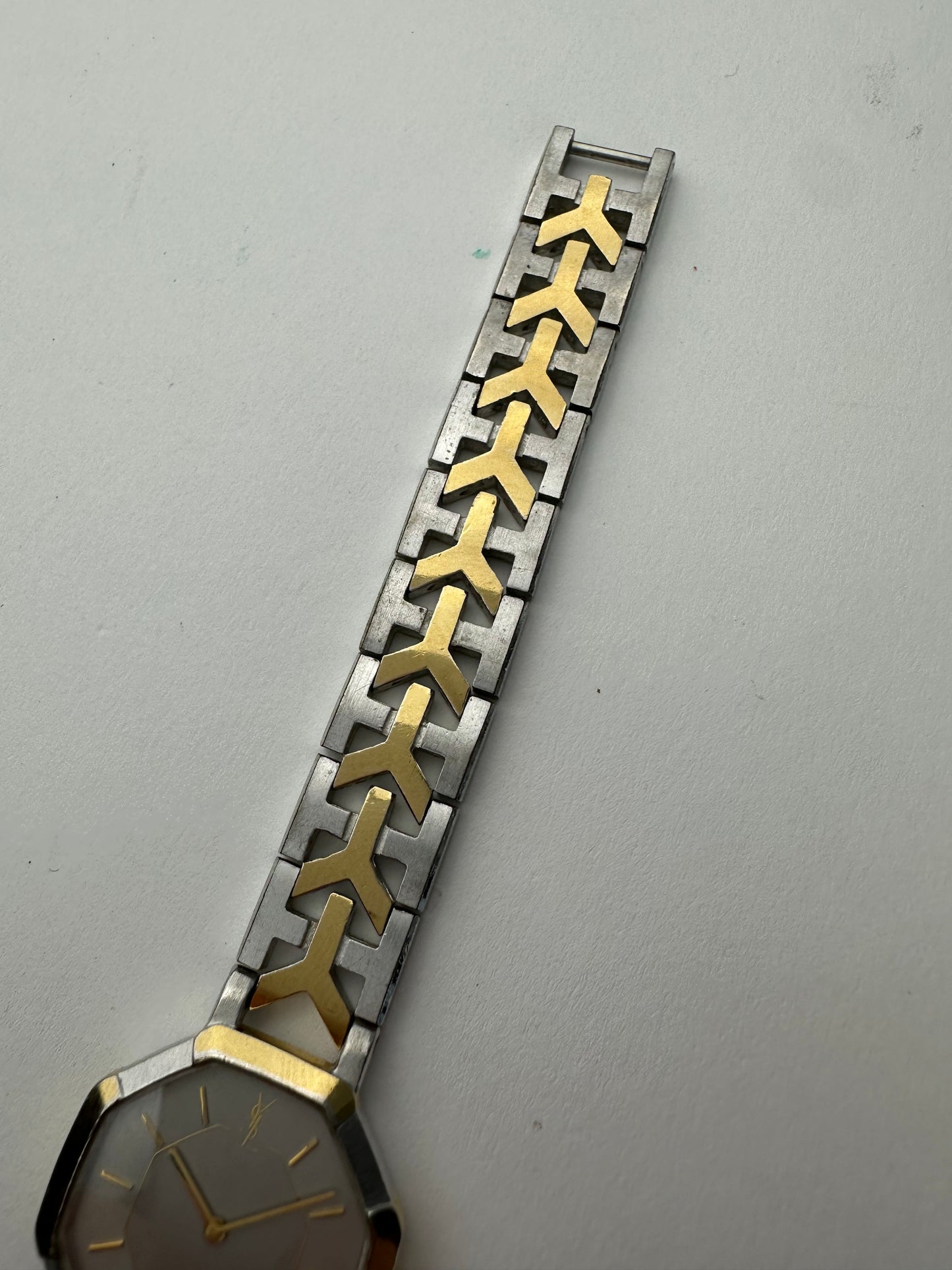 Vintage Yves Saint Laurent Y-Link Watch Two-Tone Silver Gold