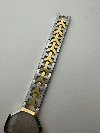 Vintage Yves Saint Laurent Y-Link Watch Two-Tone Silver Gold