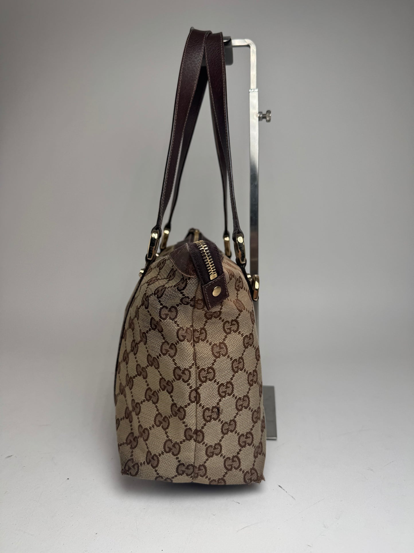 Vintage Gucci Monogram Handbag Beige Brown
