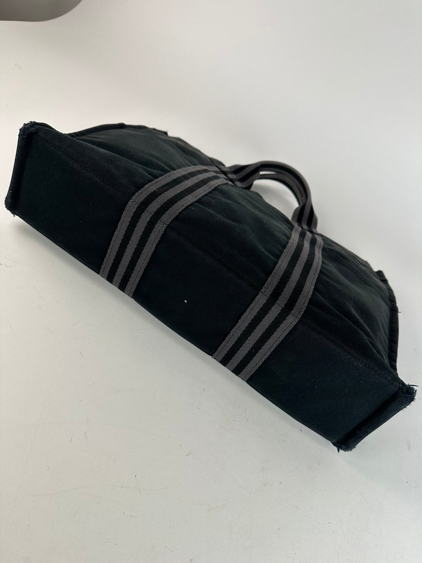 Vintage Hermes Canvas Tote Bag Black Grey