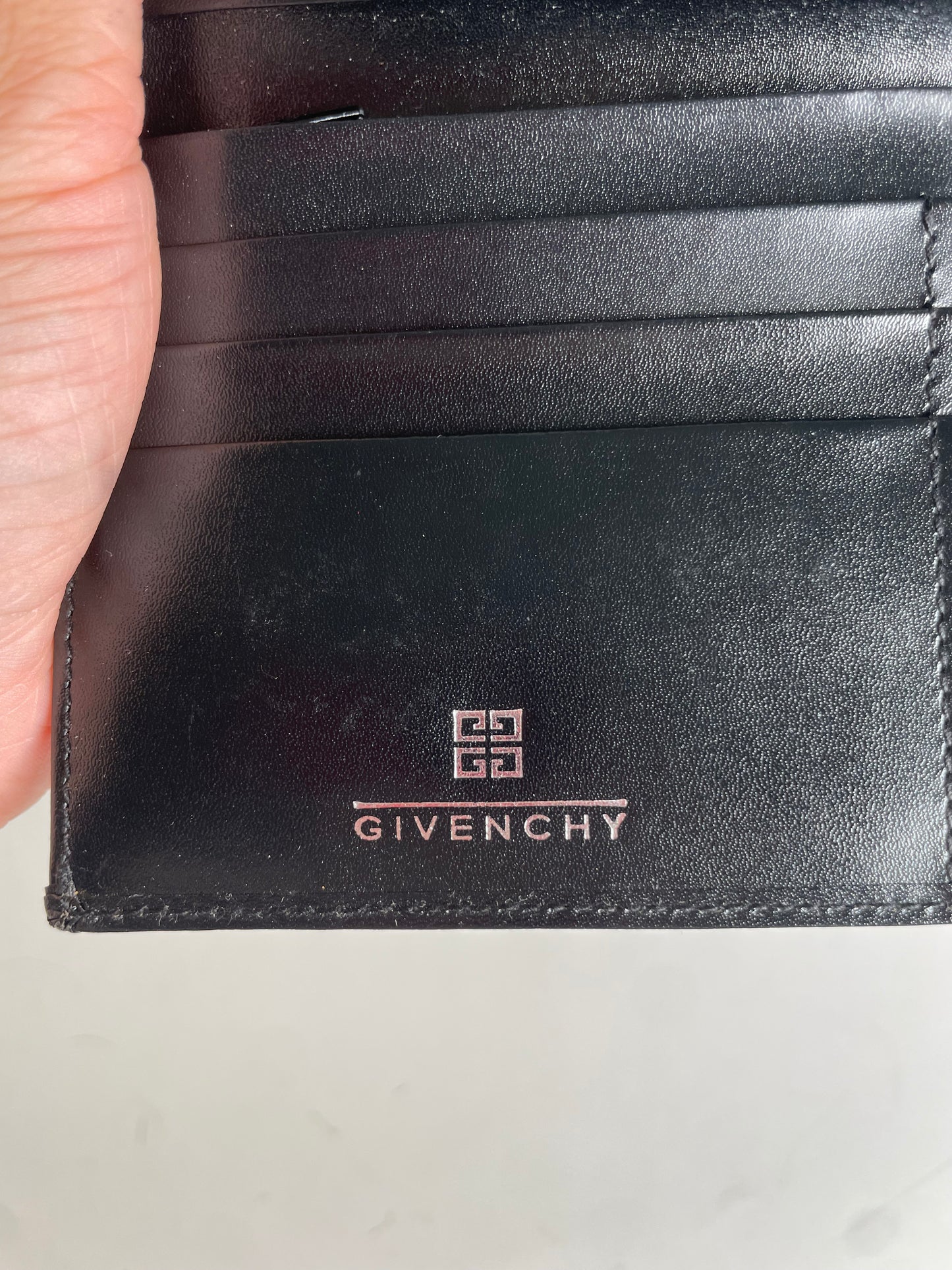 Vintage Givenchy Geometric Logo Canvas Wallet Black Brown