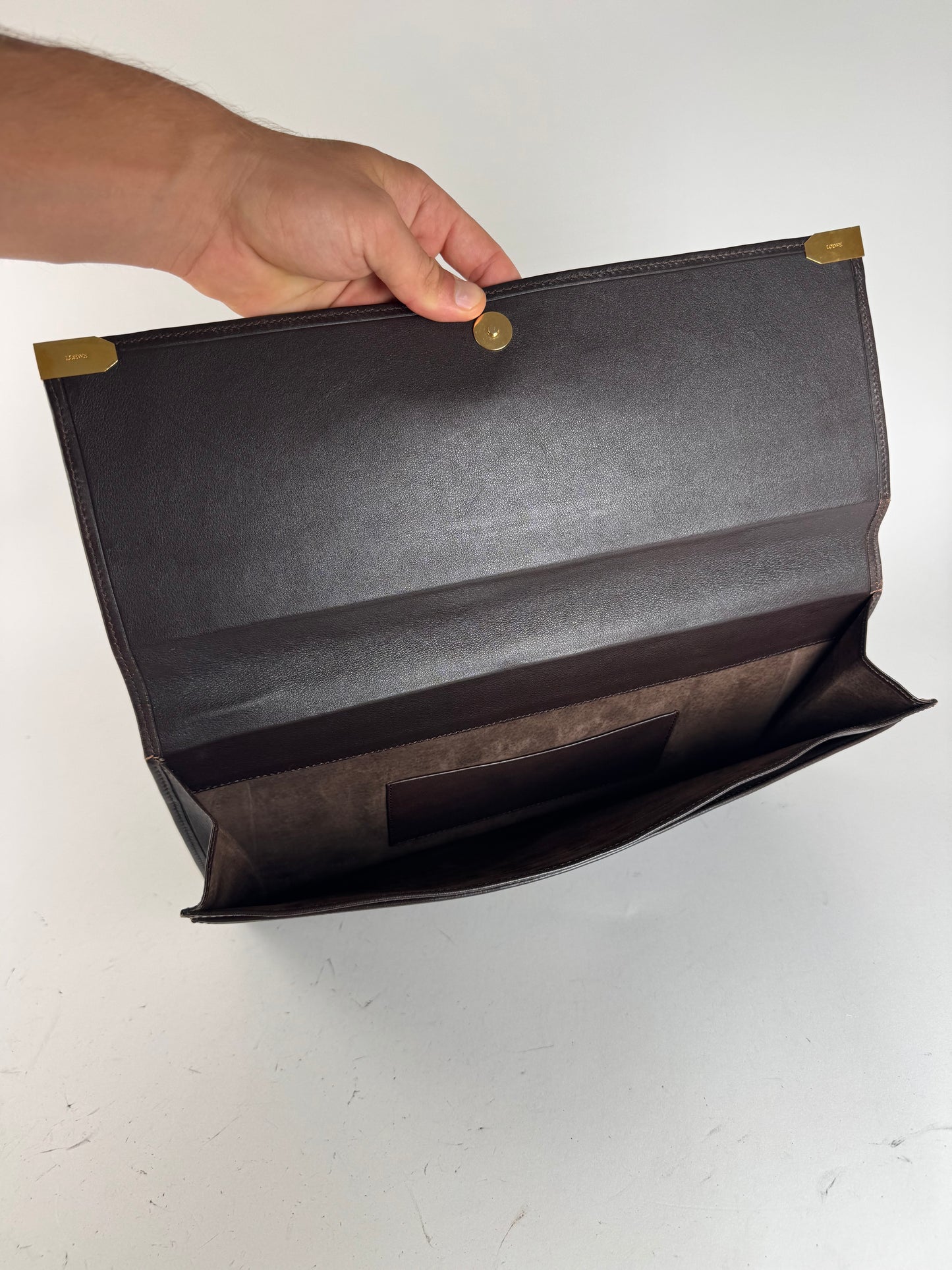 Vintage Loewe Madrid Leather Clutch Brown