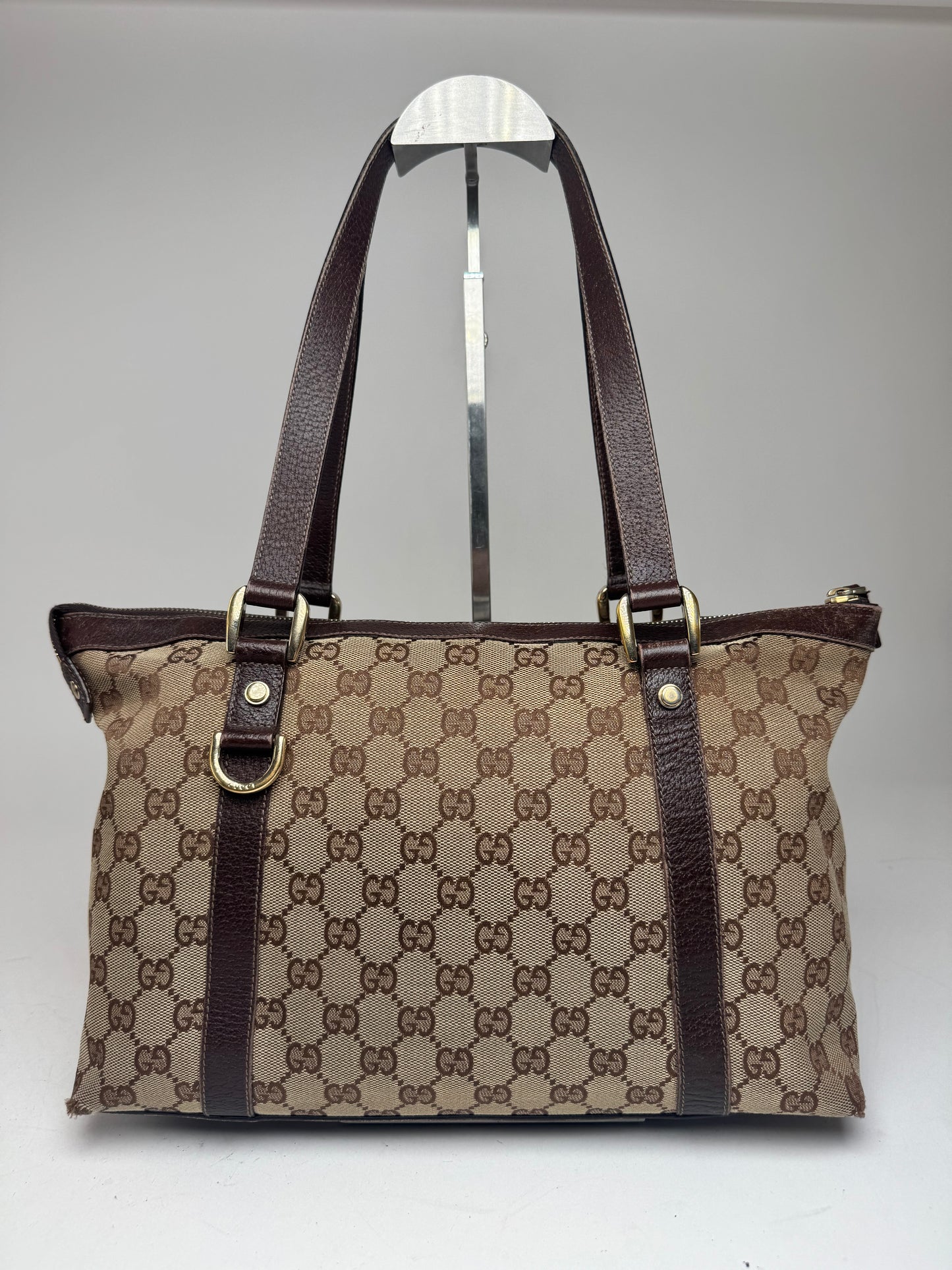 Vintage Gucci Monogram Handbag Beige Brown