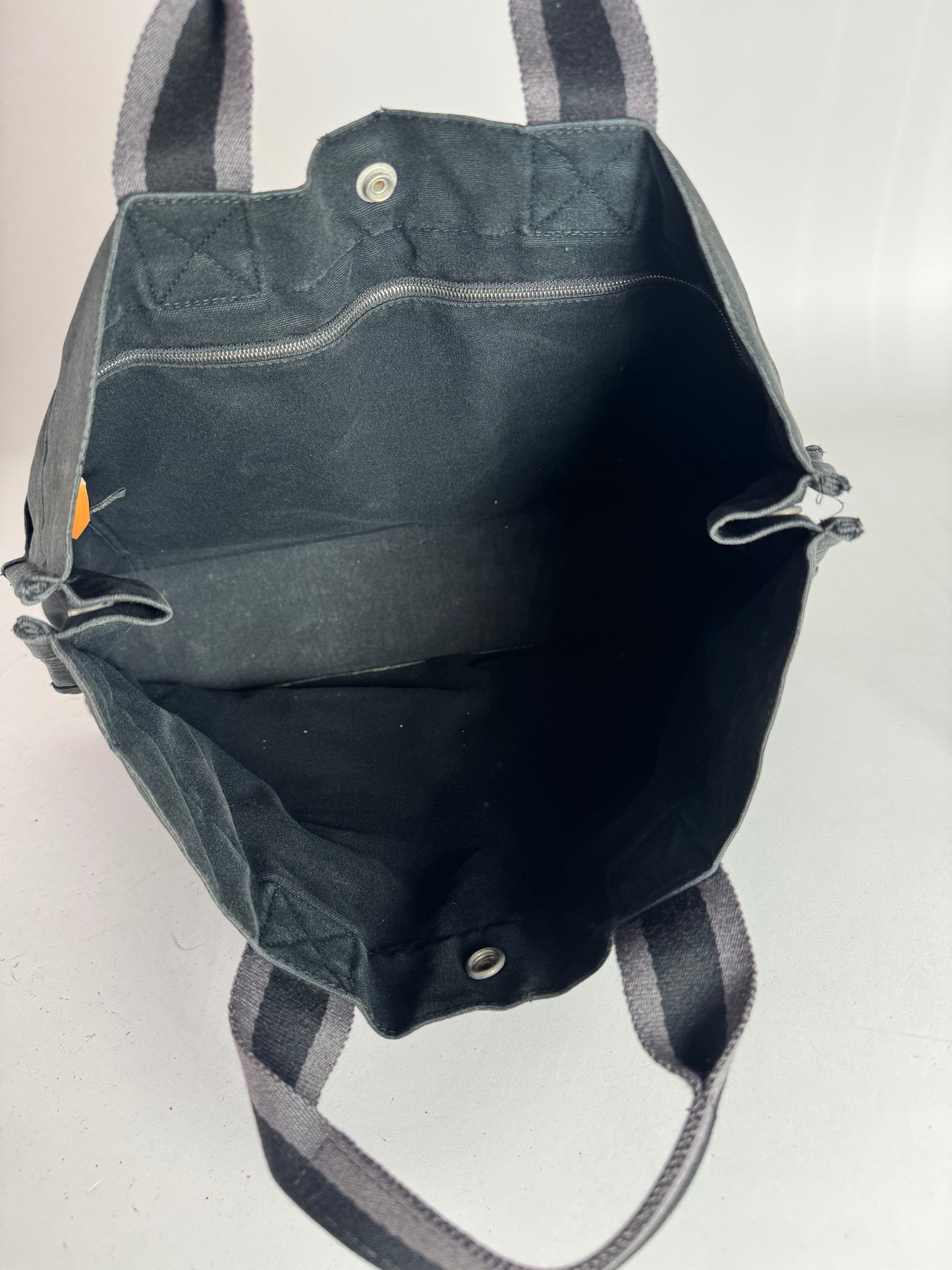 Vintage Hermes Canvas Tote Bag Black Grey
