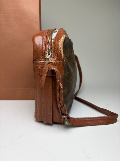 Vintage Louis Vuitton Monogram Canvas Crossbody Bag Brown Gold