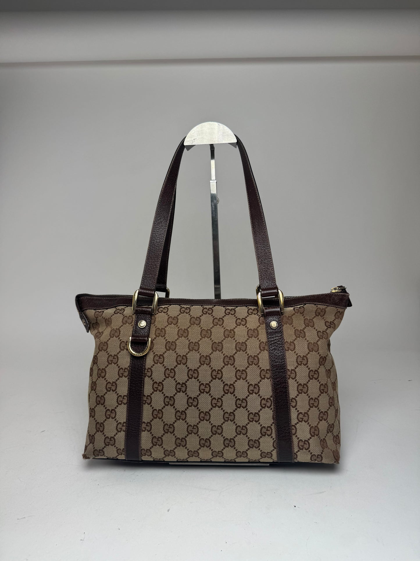 Vintage Gucci Monogram Handbag Beige Brown