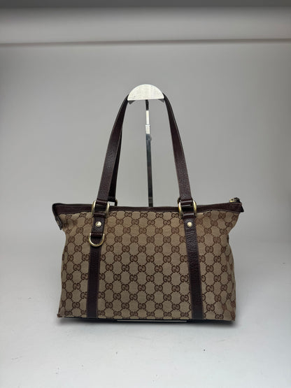 Vintage Gucci Monogram Handbag Beige Brown