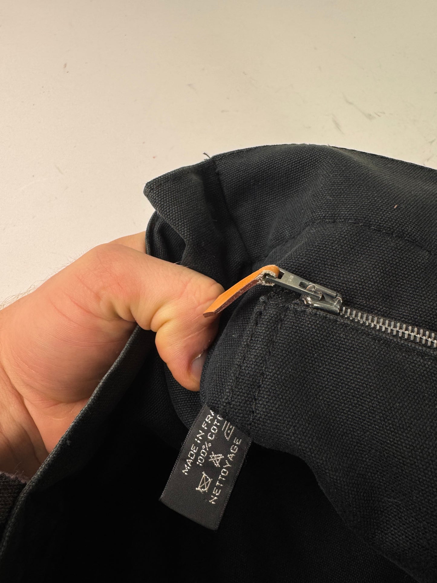 Vintage Hermes Canvas Tote Bag Black Grey