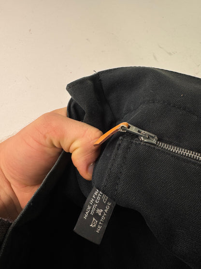 Vintage Hermes Canvas Tote Bag Black Grey
