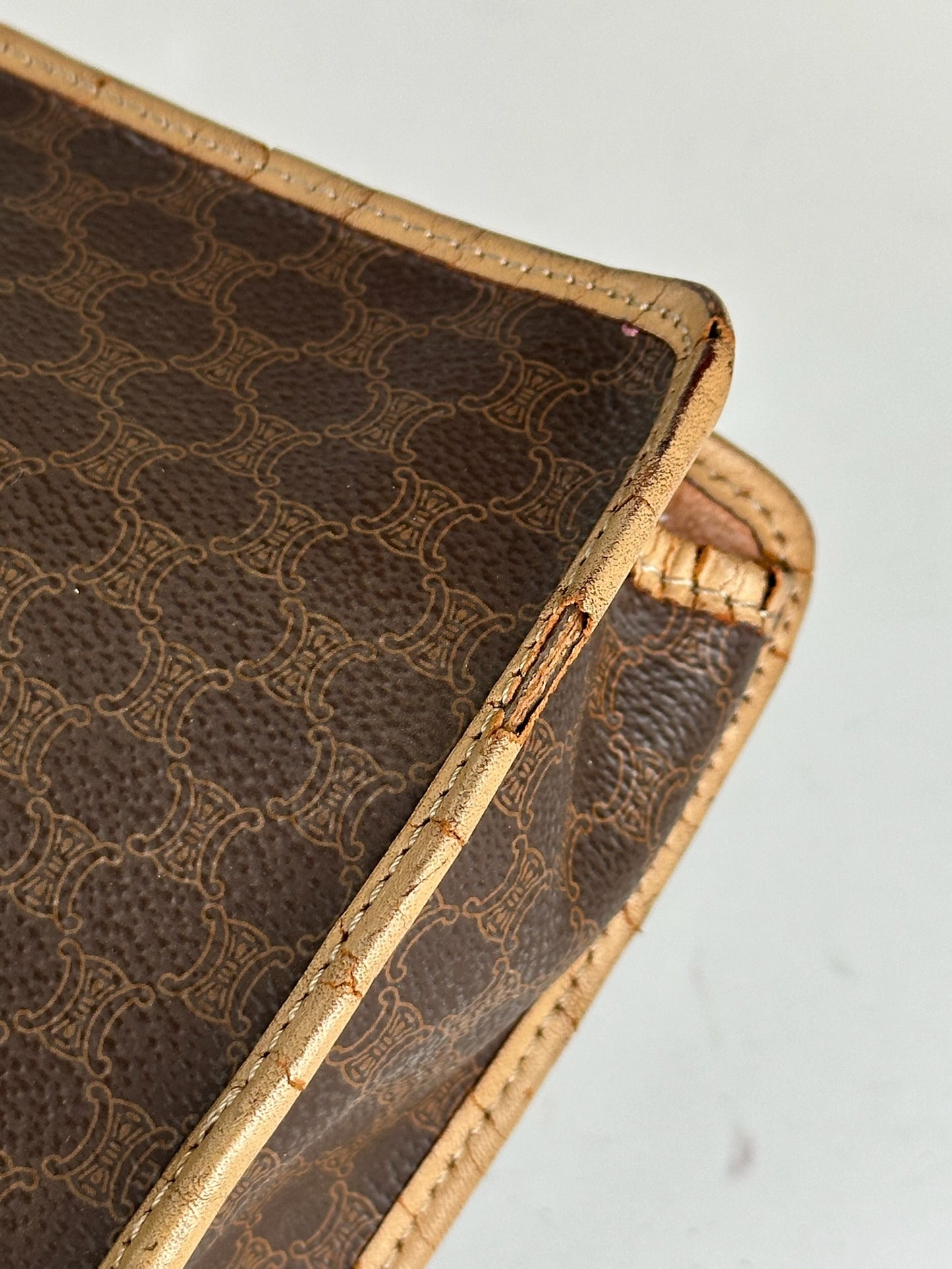 Vintage Celine Paris Monogram Leather clutch brown