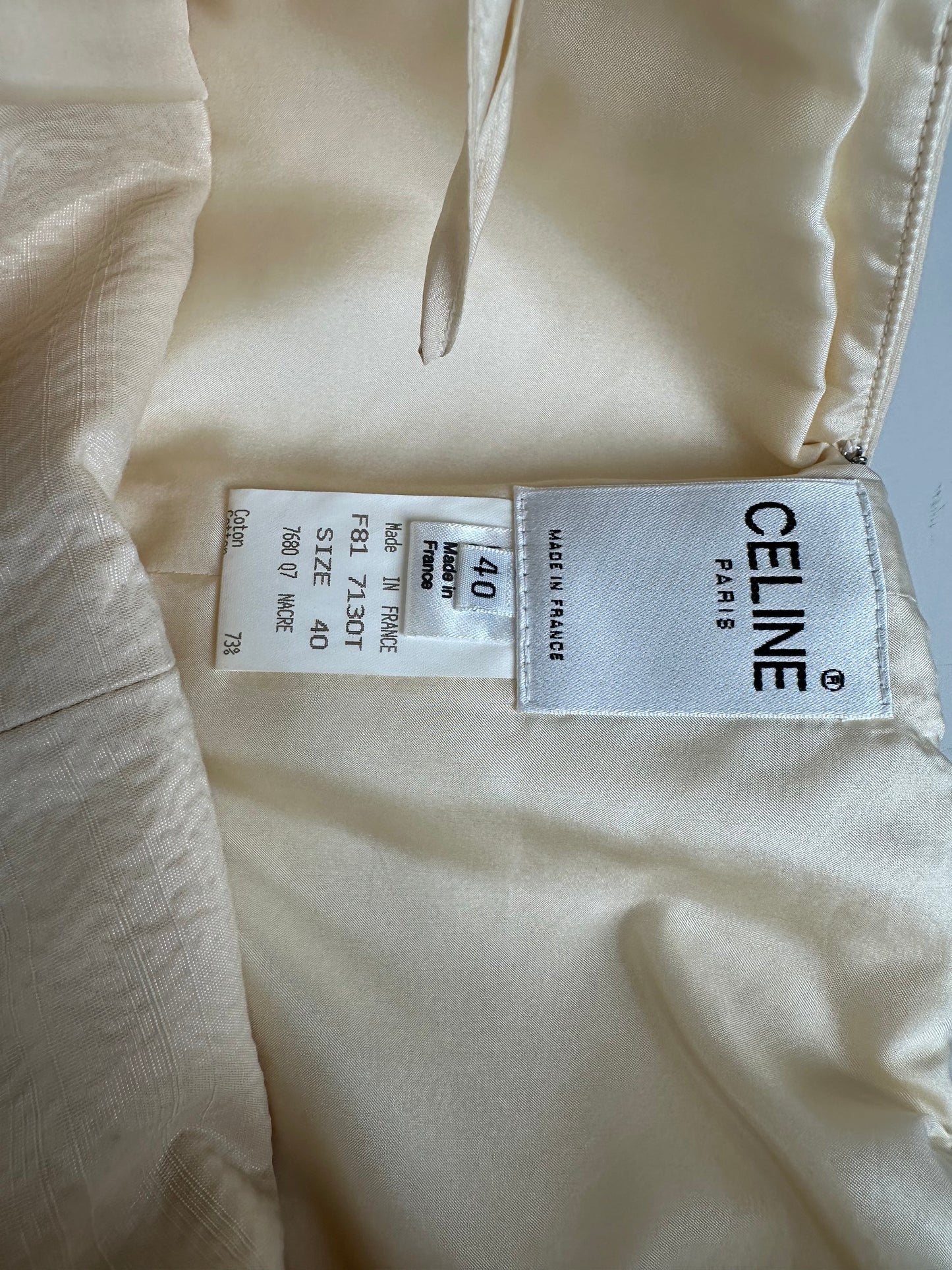 Vintage Celine Viscose Silk Dress Cream L
