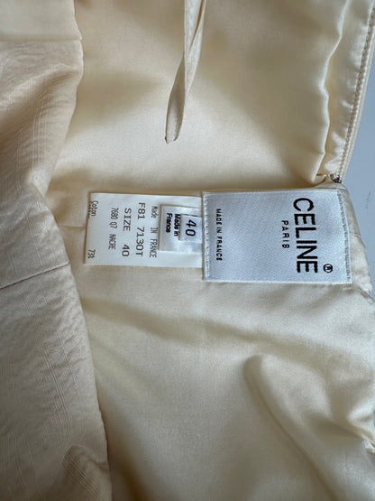 Vintage Celine Viscose Silk Dress Cream L